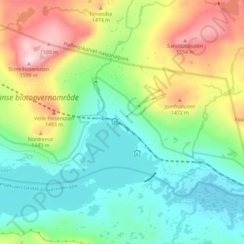 Topografisk kort Finse, højde, terræn