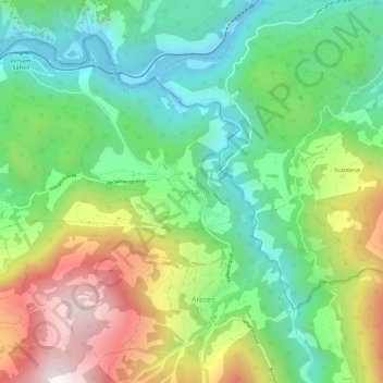 Topografisk kort Versam, højde, terræn