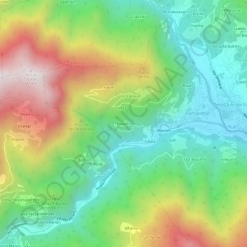 Topografisk kort Blegieri, højde, terræn