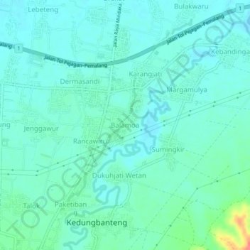 Topografisk kort Balamoa, højde, terræn