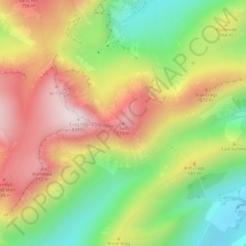 Topografisk kort Sail, højde, terræn
