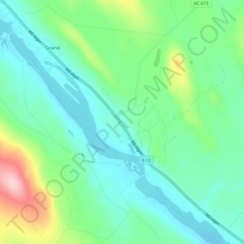Topografisk kort Norrfors, højde, terræn