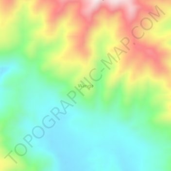 Topografisk kort Wanga, højde, terræn