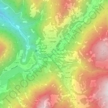 Topografisk kort Centrale, højde, terræn