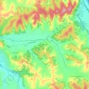 Topografisk kort Malvicina, højde, terræn