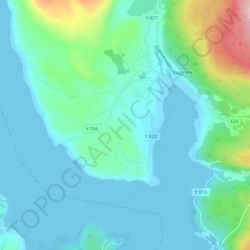 Topografisk kort Norrland, højde, terræn