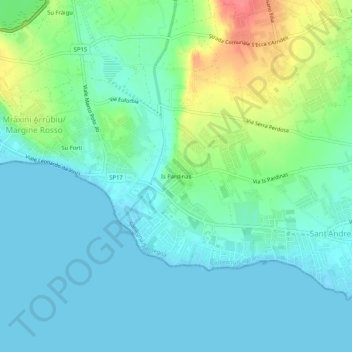 Topografisk kort Is Pardinas, højde, terræn