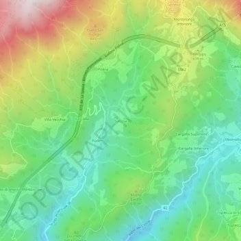 Topografisk kort Succisa, højde, terræn