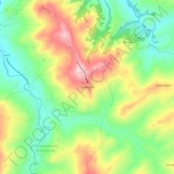 Topografisk kort Colvenale, højde, terræn