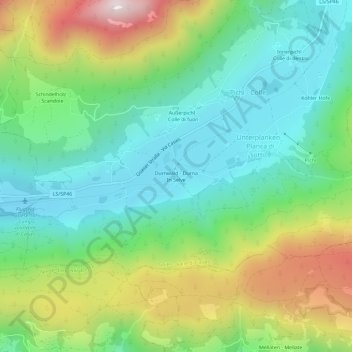 Topografisk kort Durna In Selve, højde, terræn