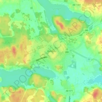 Topografisk kort Rimbo, højde, terræn