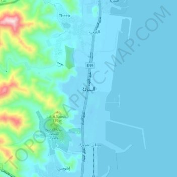 Topografisk kort Assawda, højde, terræn