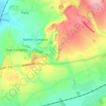 Topografisk kort Stallen, højde, terræn