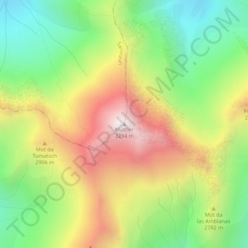 Topografisk kort Muttler, højde, terræn