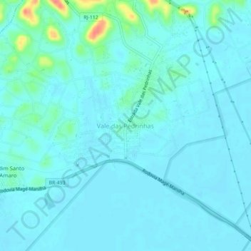 Topografisk kort Vale das Pedrinhas, højde, terræn