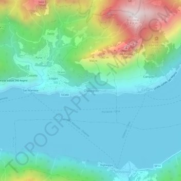 Topografisk kort Cressogno, højde, terræn