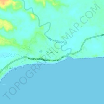 Topografisk kort Salemba, højde, terræn