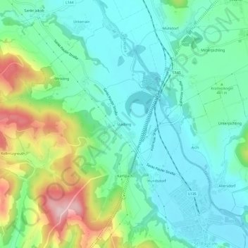 Topografisk kort Stadling, højde, terræn