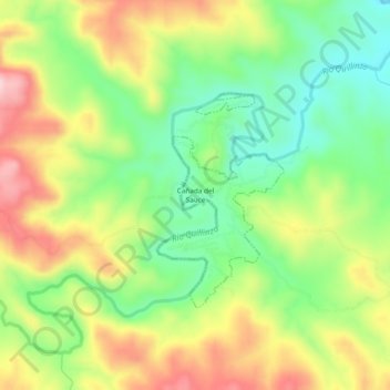 Topografisk kort Cañada del Sauce, højde, terræn