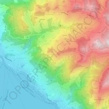 Topografisk kort Haltenegg, højde, terræn