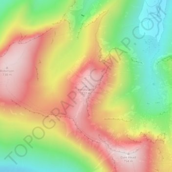 Topografisk kort Hindscarth, højde, terræn