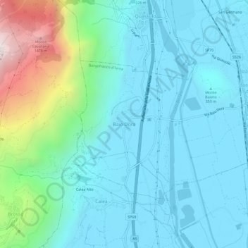 Topografisk kort Baio Dora, højde, terræn