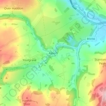 Topografisk kort Alport, højde, terræn