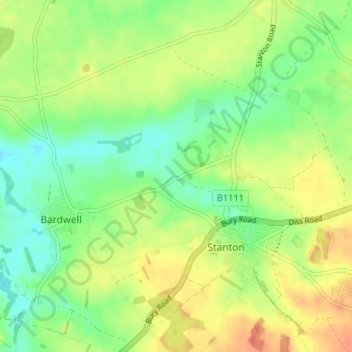 Topografisk kort Stanton Chare, højde, terræn