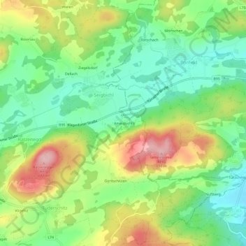 Topografisk kort Ameisbichl, højde, terræn