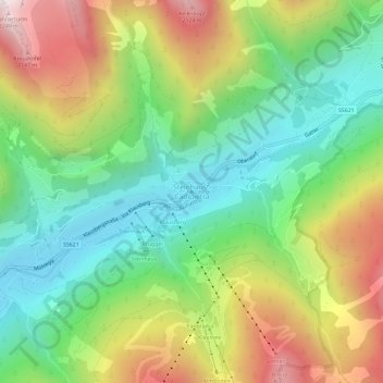 Topografisk kort Cadipietra, højde, terræn