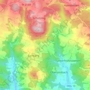 Topografisk kort Boxbach, højde, terræn