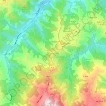Topografisk kort Banzuola Nuova, højde, terræn