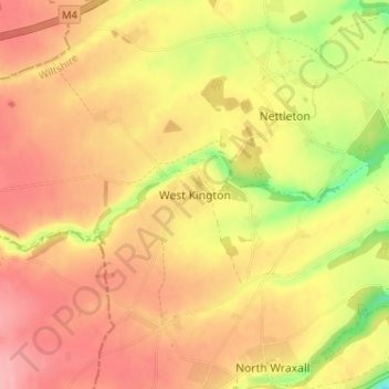 Topografisk kort West Kington, højde, terræn