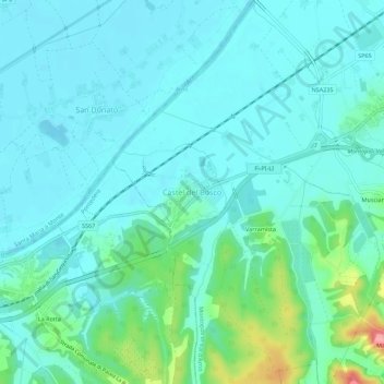 Topografisk kort Castel del Bosco, højde, terræn