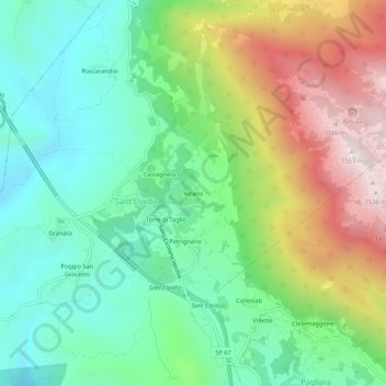 Topografisk kort Alzano, højde, terræn
