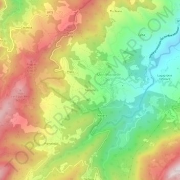 Topografisk kort Trecoste, højde, terræn