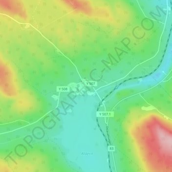 Topografisk kort Albybyn, højde, terræn
