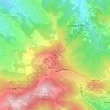 Topografisk kort Monte Capra, højde, terræn