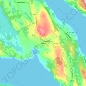 Topografisk kort Sæbø, højde, terræn