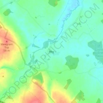 Topografisk kort Aby, højde, terræn
