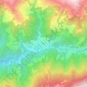 Topografisk kort Tizio, højde, terræn