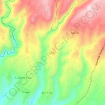 Topografisk kort Saren, højde, terræn