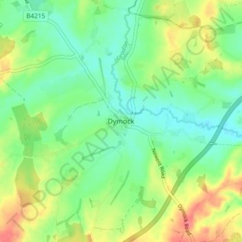Topografisk kort Dymock, højde, terræn