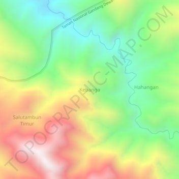 Topografisk kort Kebanga, højde, terræn