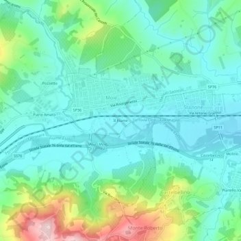 Topografisk kort Il Fiume, højde, terræn