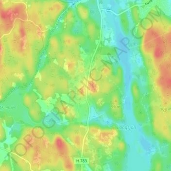 Topografisk kort Norrhult, højde, terræn