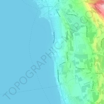 Topografisk kort Cisano, højde, terræn