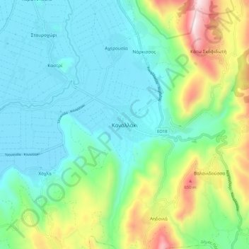 Topografisk kort Καναλλάκι, højde, terræn