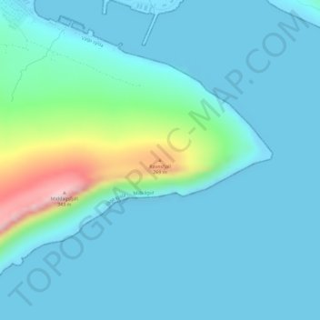 Topografisk kort Ravnsfjall, højde, terræn