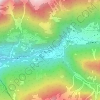 Topografisk kort Spino, højde, terræn